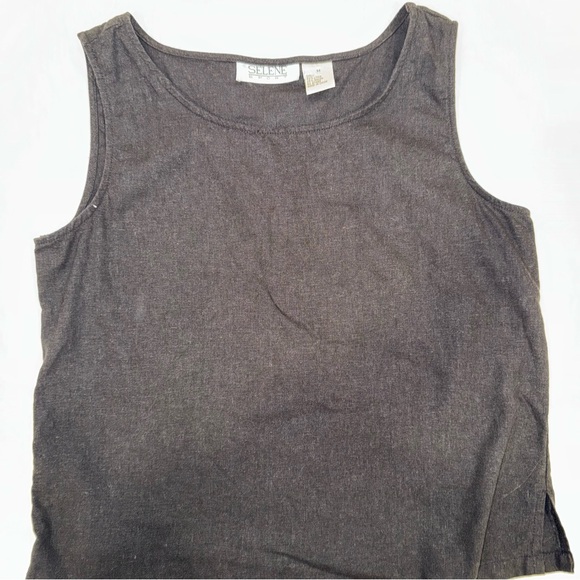 Selene Sport Black Linen Blend Tank Top | Size Medium - Picture 3 of 5
